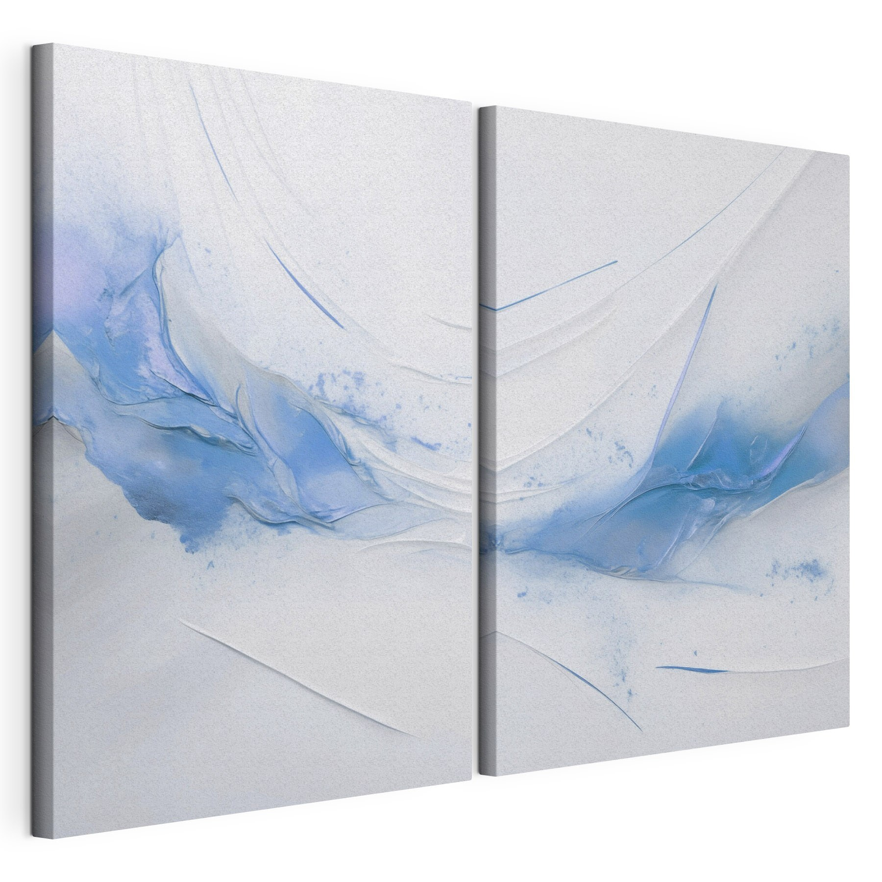 Collage of blue and white paint