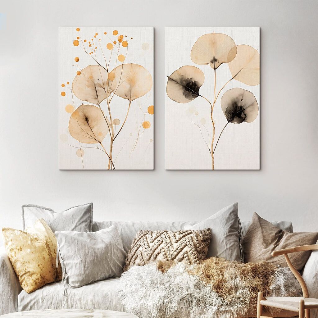 Delicate leaves in soft tones