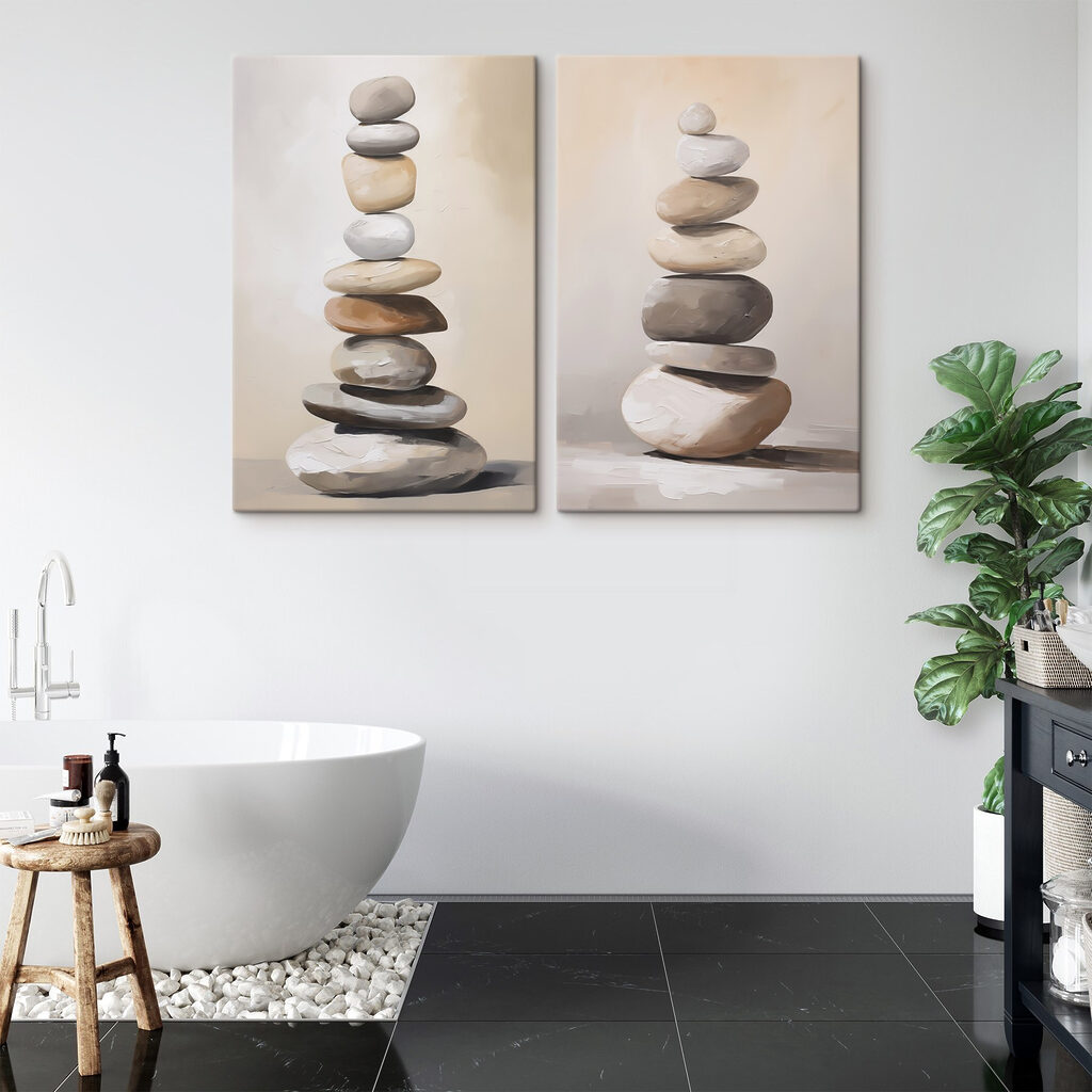 Painting of a stack of rocks