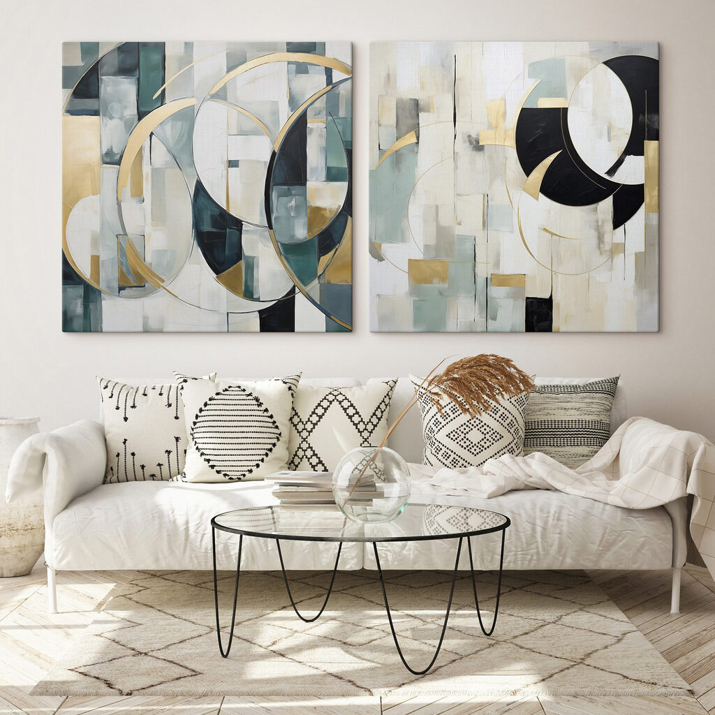 Two paintings of different colors