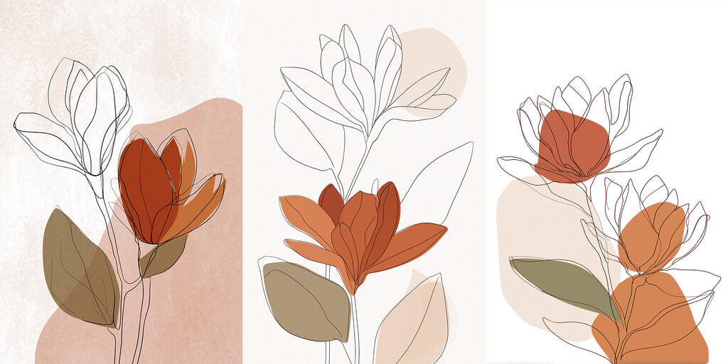 Drawing of flowers with leaves