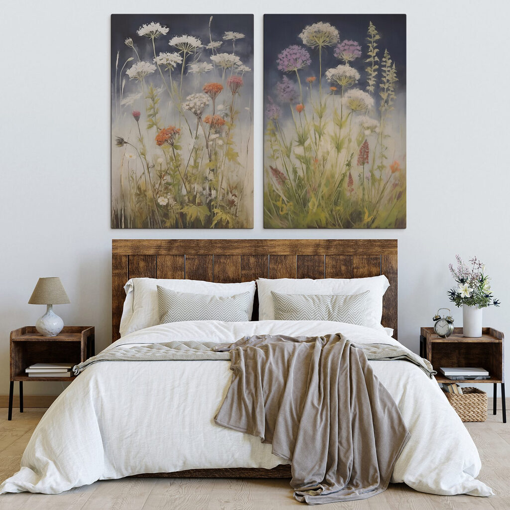 Painting of flowers in a field
