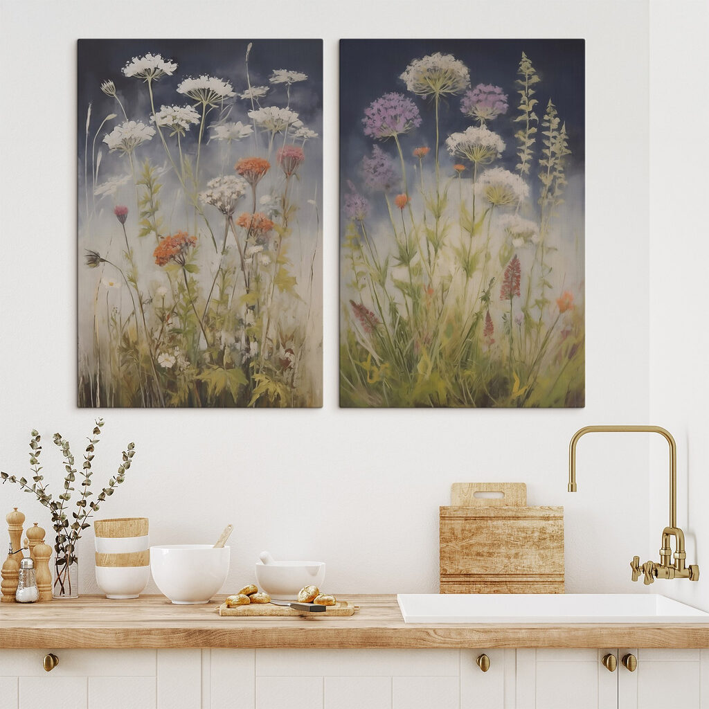 Painting of flowers in a field