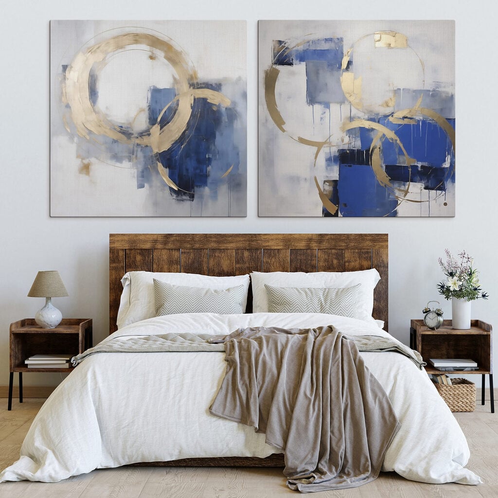 Bold shapes in vibrant blue tones