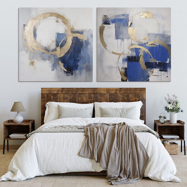 Bold shapes in vibrant blue tones