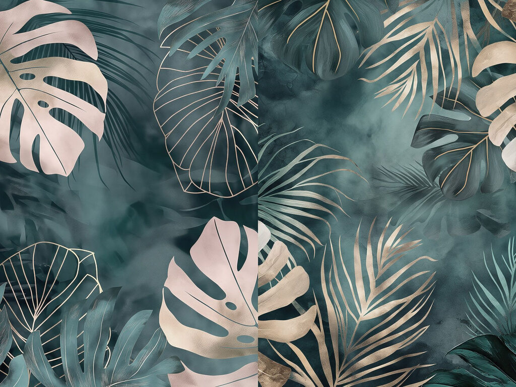 Lush foliage on vibrant background