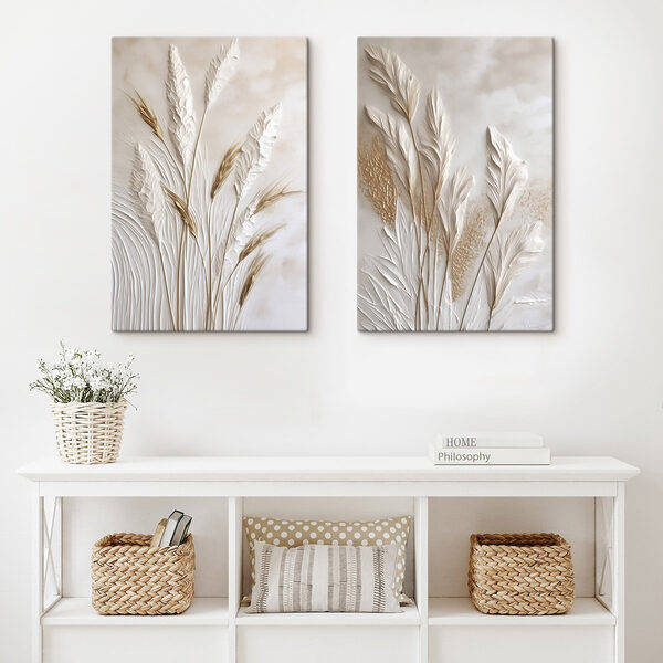 Collage of white and brown plants