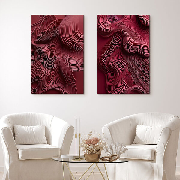Red and pink wavy lines