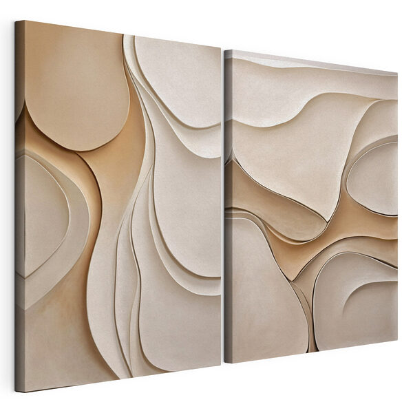 Collage of white and brown wavy shapes