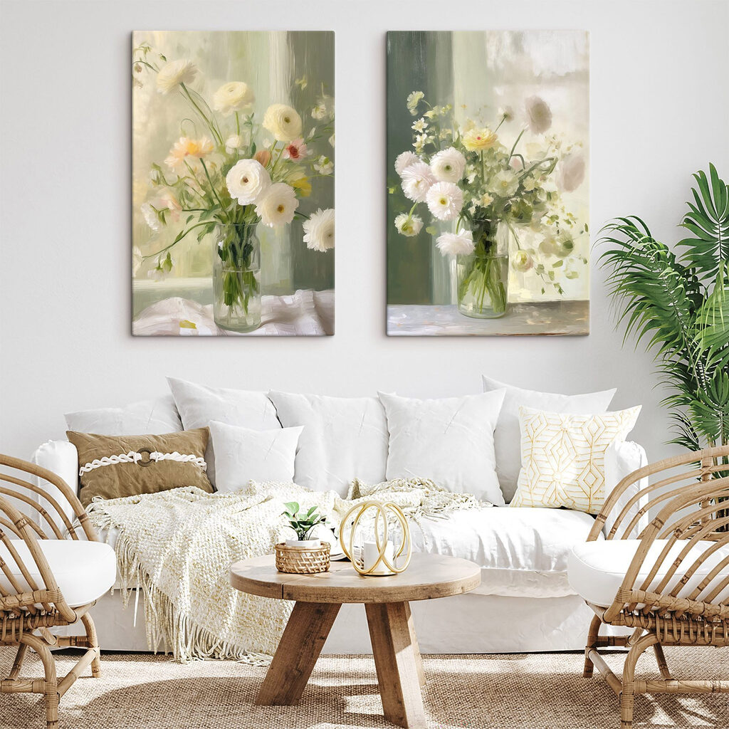 Collage of flowers in a vase