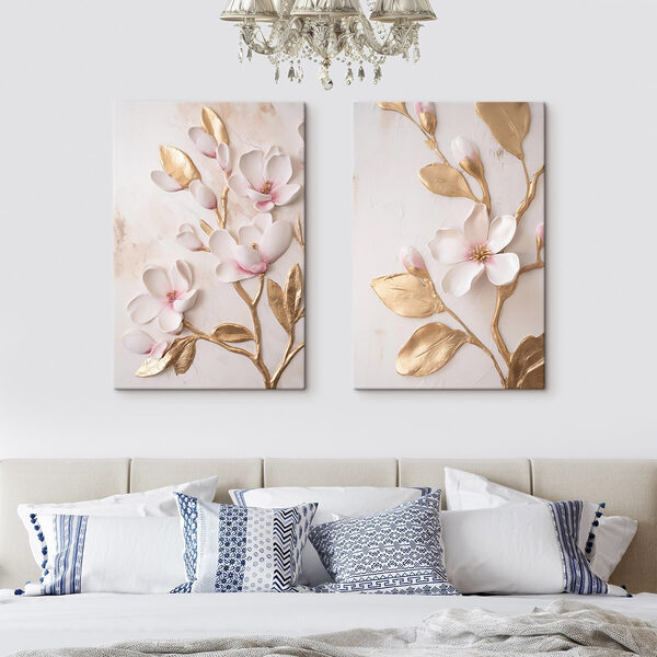 Collage of flowers and leaves