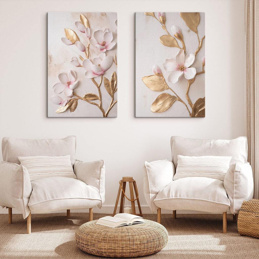 Collage of flowers and leaves