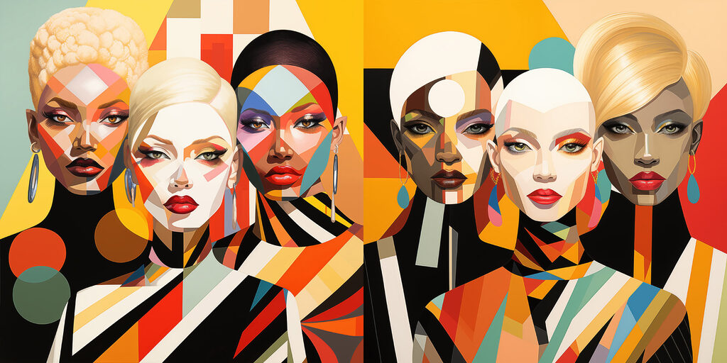 Collage of women with different colors