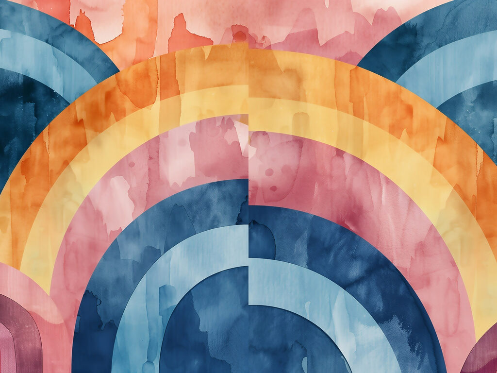 Colorful watercolor painting of circles