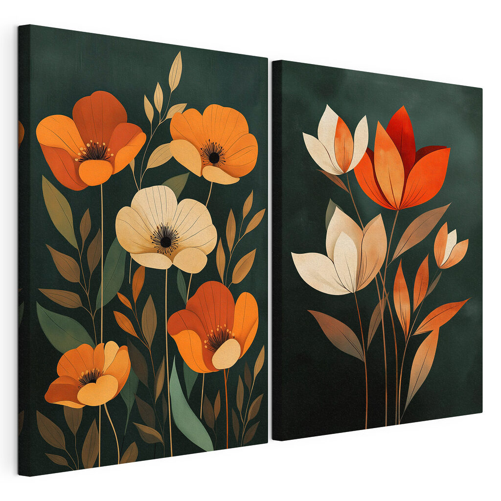 Painting of flowers on a black background