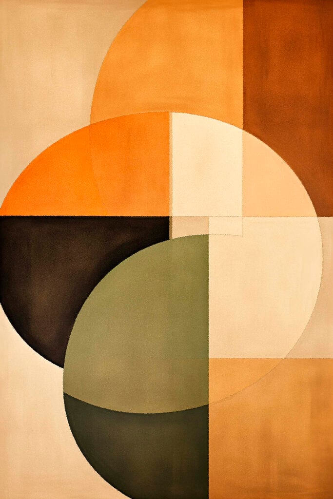 Colorful art piece with circles and squares