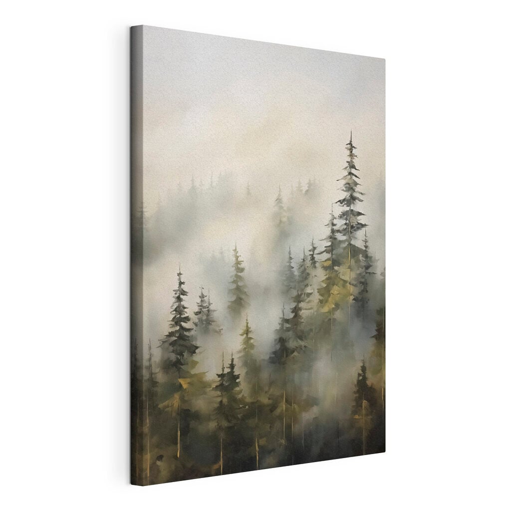 Foggy forest with trees