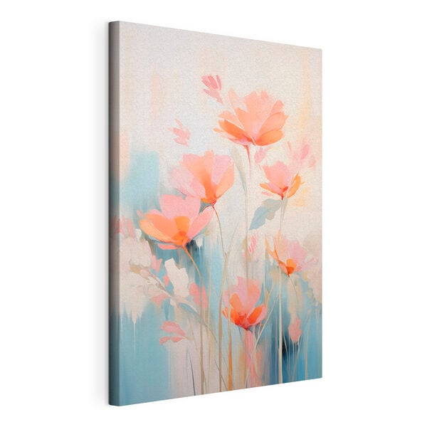 Painting of flowers on a blue background