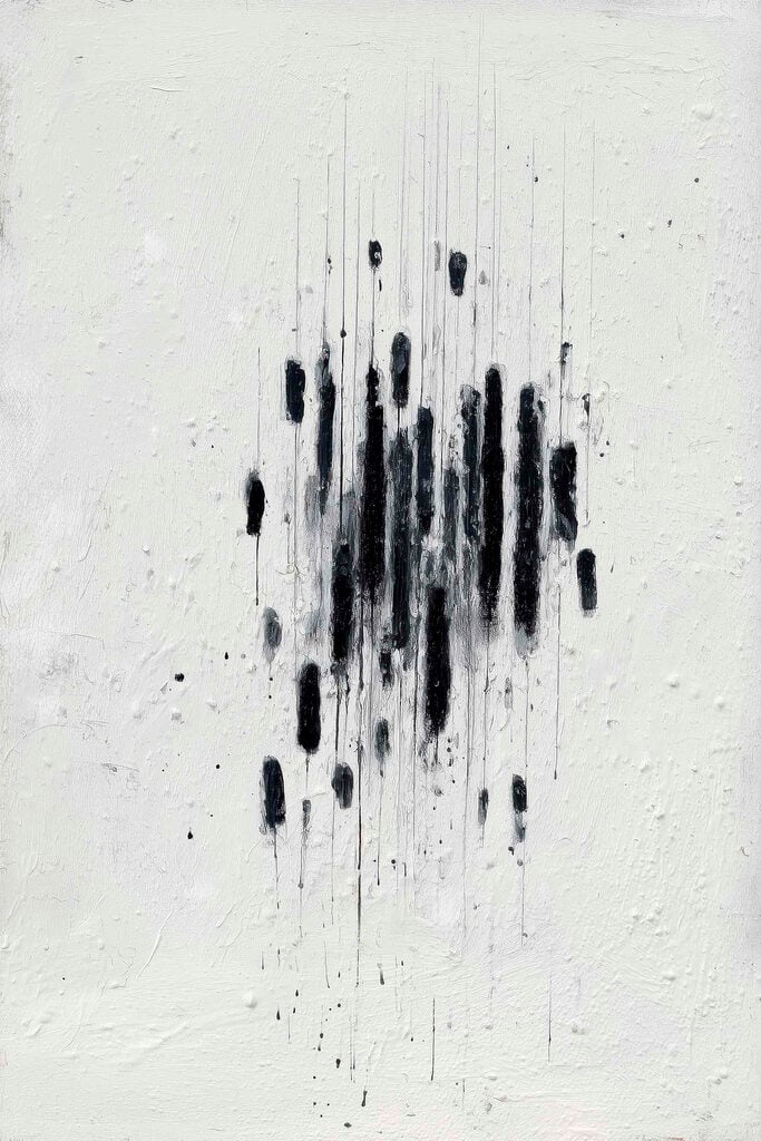 Black paint on a white surface