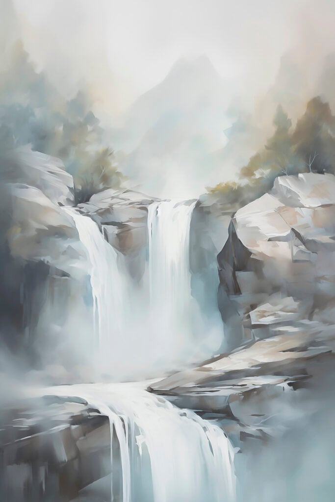 Waterfall in the fog