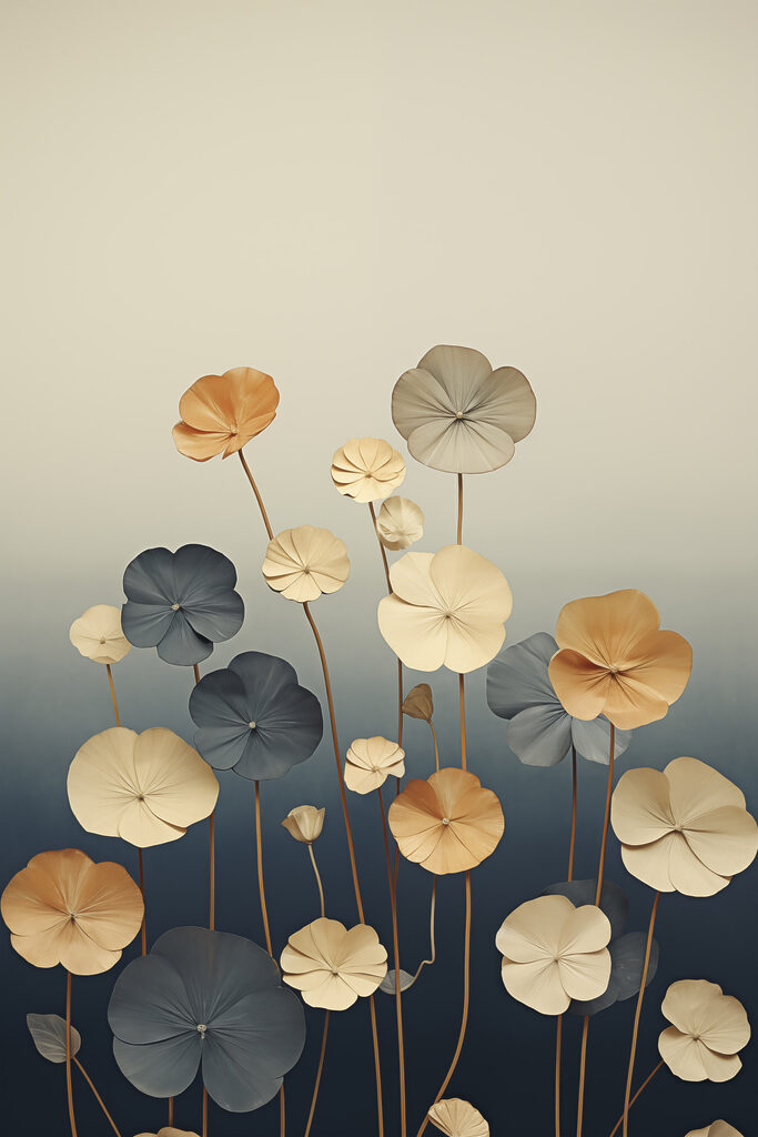 Group of flowers with leaves