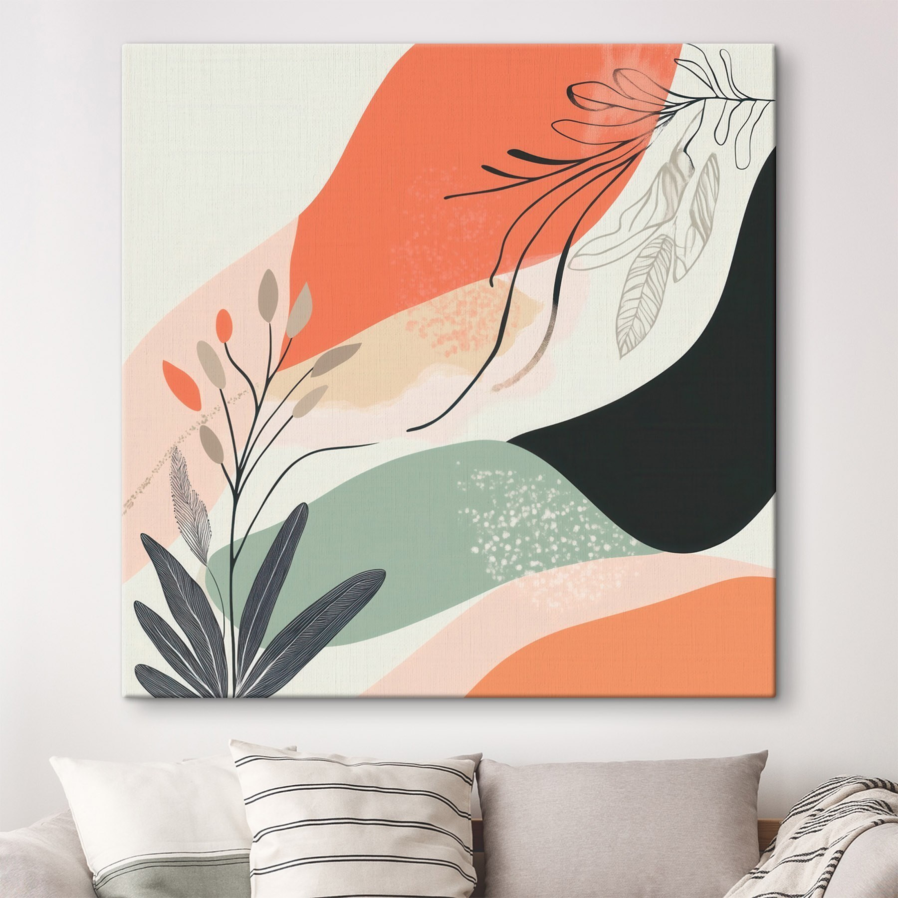 Colorful art with leaves and shapes
