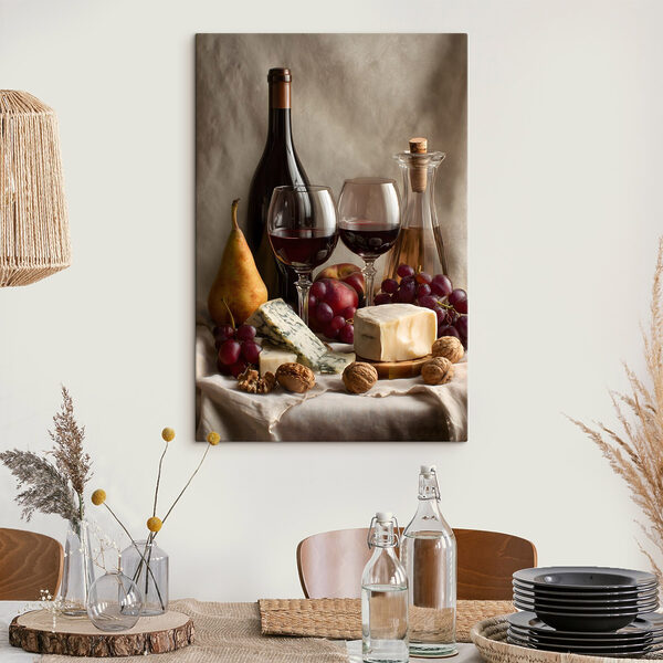 Wine bottle and glasses of wine