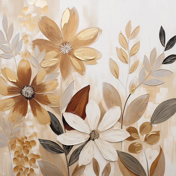 Painting of flowers and leaves