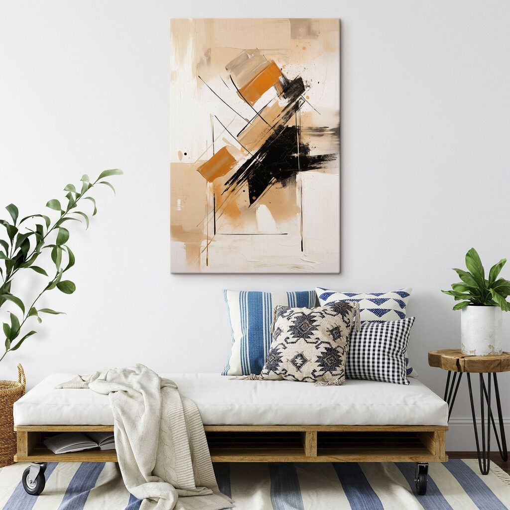 Painting of a black and orange paint