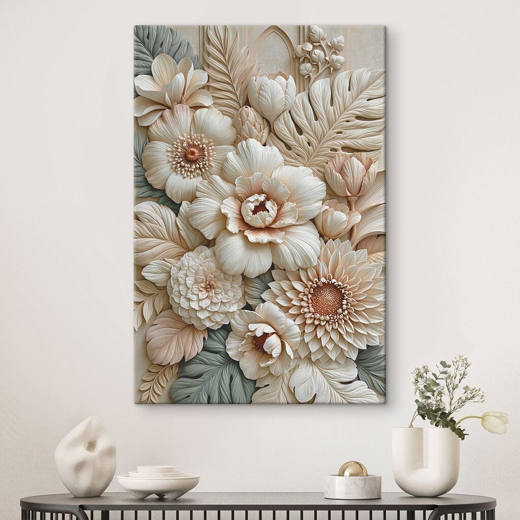 Delicate floral arrangement in relief