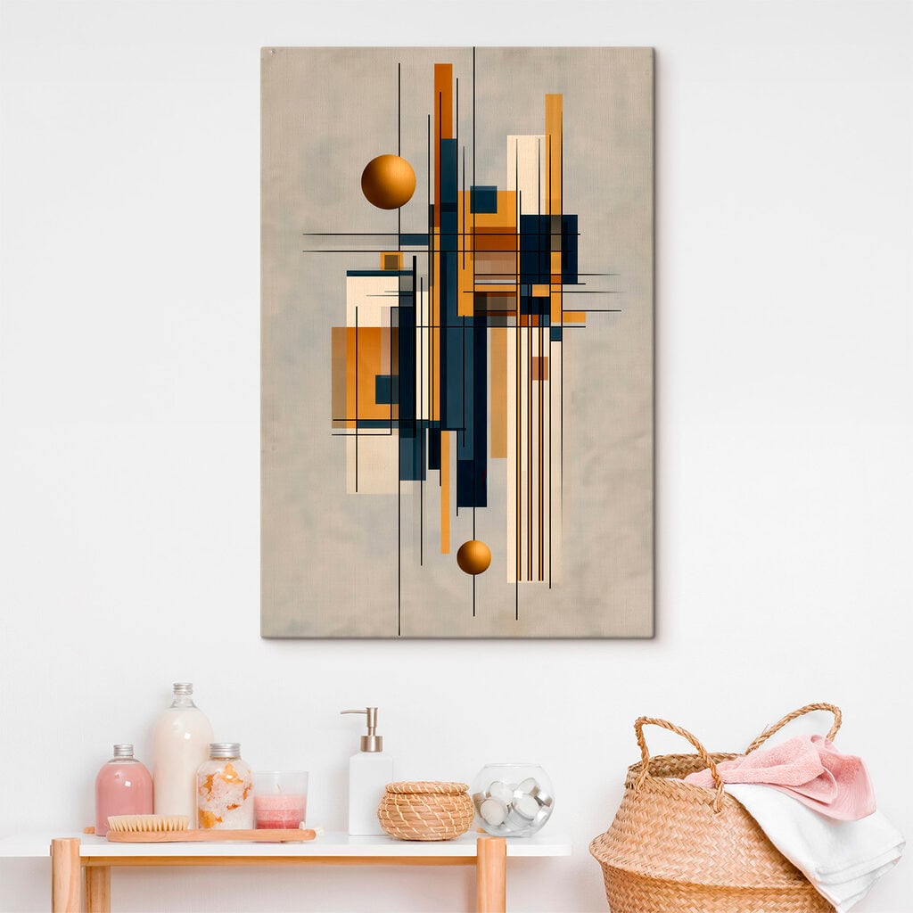 Art piece of art with a ball and squares