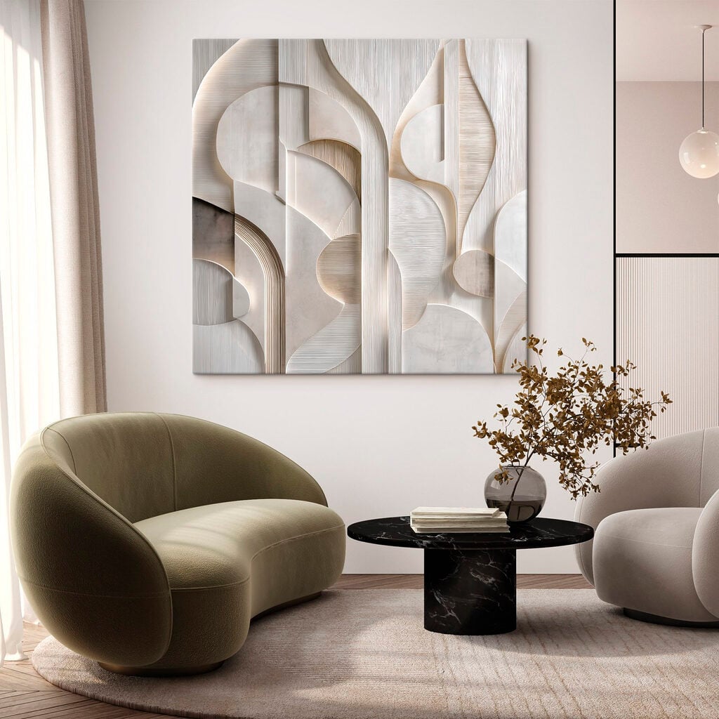 White wall with curved lines and curves